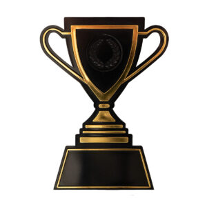 Troféskilt i Resirkulert Plast i Sort og Gull, 12,5 cm